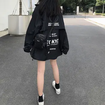 2020 Ženska moda Jesen Korejski slobodan student joker koledž stil društvo originalna moda BF crno super kaput