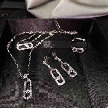 Novi stil, инкрустированная geometrijski broš s kristalima, prsten, naušnice, ogrlica, privjesak, alternativni luksuzni ženski nakit u stilu punk