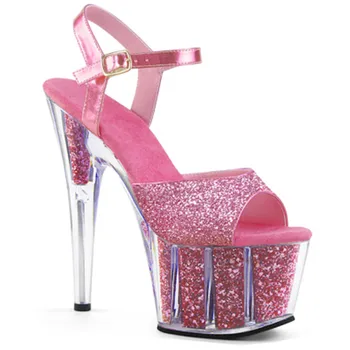Večernje seksi sandale na visoku petu 15 cm, ružičaste cipele vjenčanje na tankom petu, modni сценические pješačke sandale